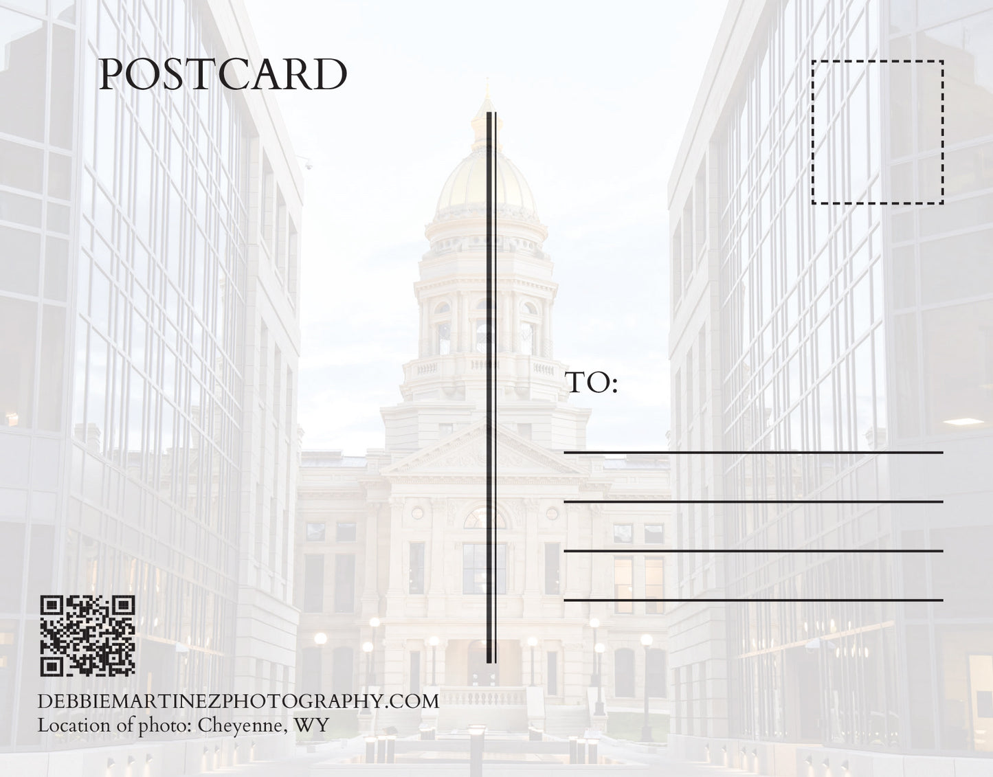 Wyoming State Capitol Golden Dome Postcard - Cheyenne