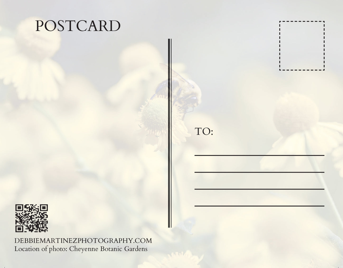 Bumblebee on Yellow Wildflowers Postcard - Cheyenne