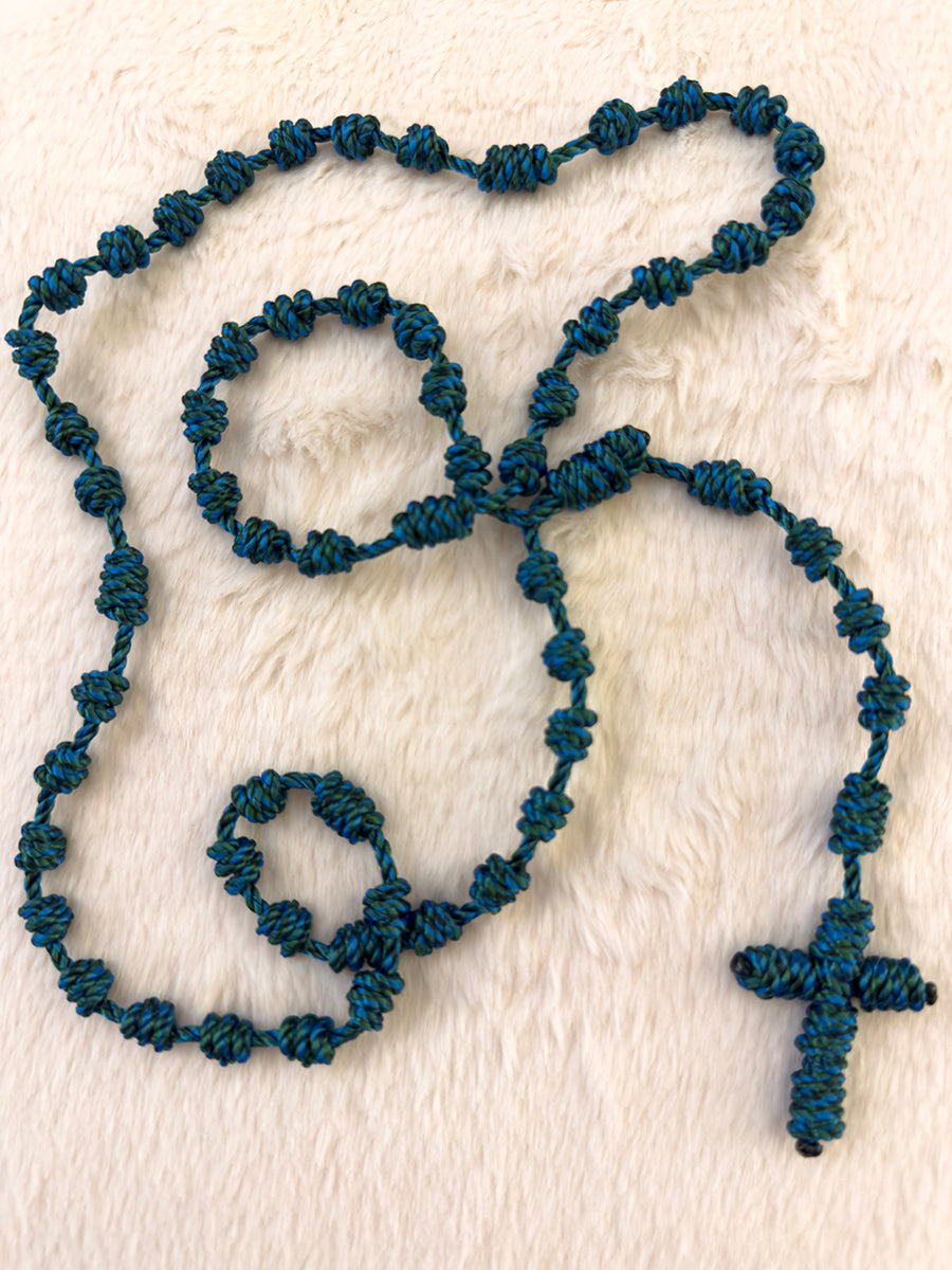 Teal & Black Handmade Catholic Rope Rosary