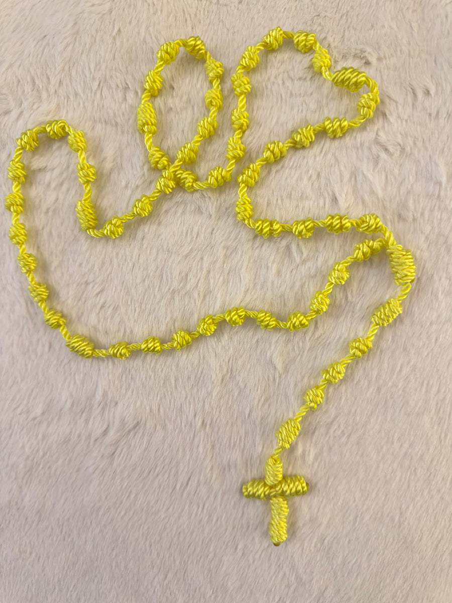 Yellow Handmade Catholic Rope Rosary