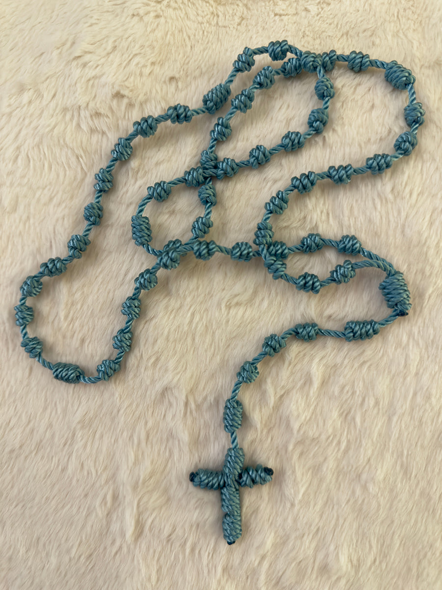 Steel Blue Handmade Catholic Rope Rosary
