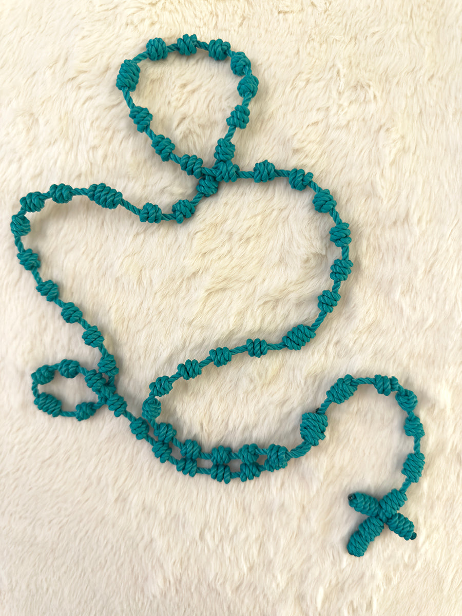 Turquoise Handmade Catholic Rope Rosary