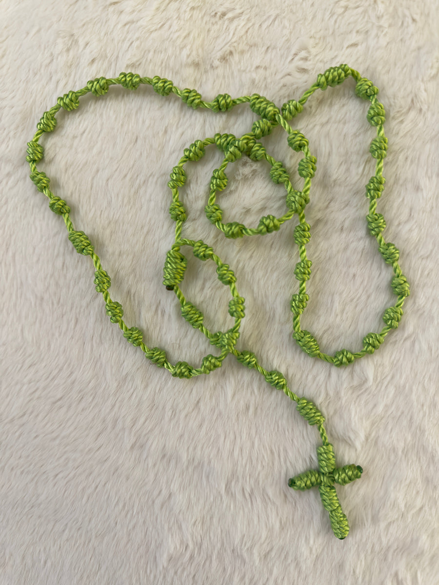 Lime Green Handmade Catholic Rope Rosary