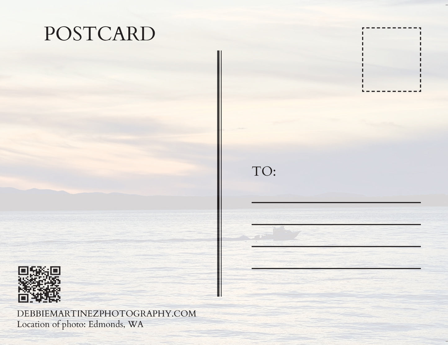 Boat at Sunset Postcard - Edmonds, Washington