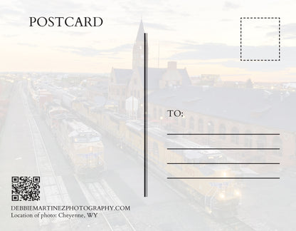 Union Pacific Train at Cheyenne Depot Postcard