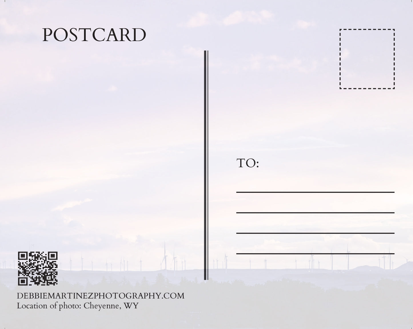 Purple Sky Wind Turbines Postcard - Cheyenne