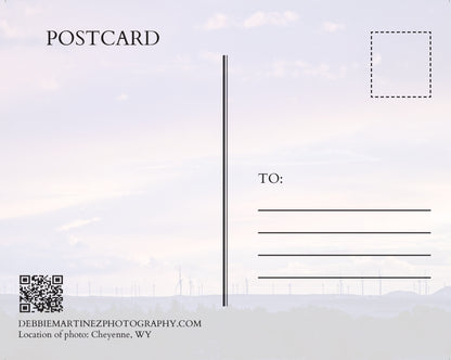 Purple Sky Wind Turbines Postcard - Cheyenne