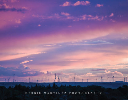 Purple Sky Wind Turbines Postcard - Cheyenne