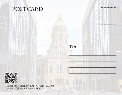Wyoming State Capitol Golden Dome Postcard - Cheyenne