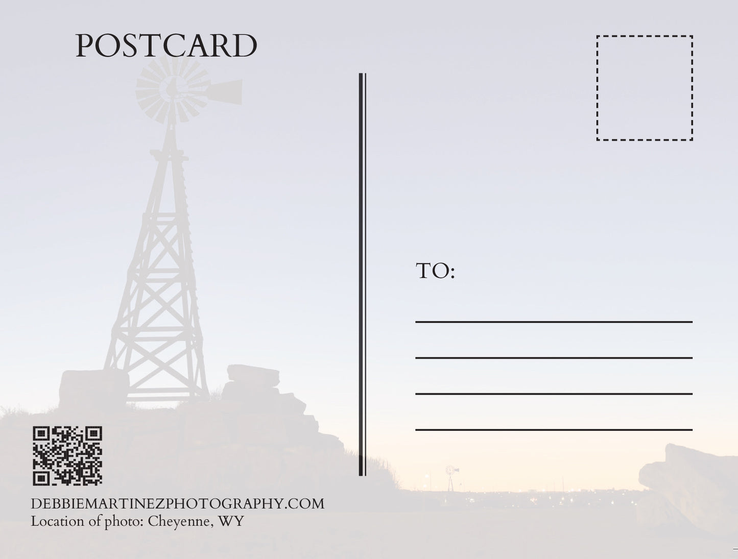 Windmill Silhouette at Sunset Postcard - Cheyenne