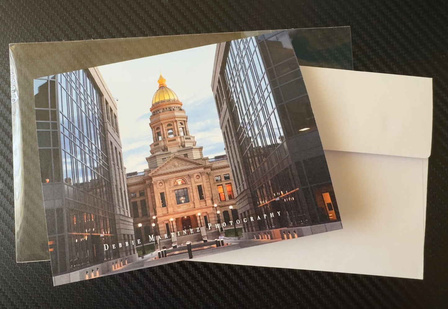 Wyoming State Capitol Between Glass Buildings Notecard – Cheyenne, Wyoming