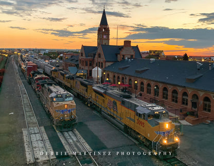 Union Pacific Train at Cheyenne Depot Postcard