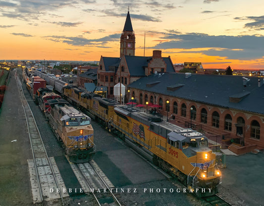 Union Pacific Train at Cheyenne Depot Postcard