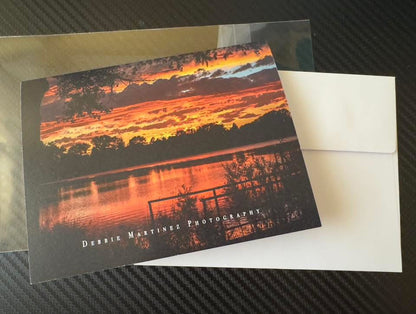 Blazing Sunset Over the Lake Notecard – Cheyenne, Wyoming