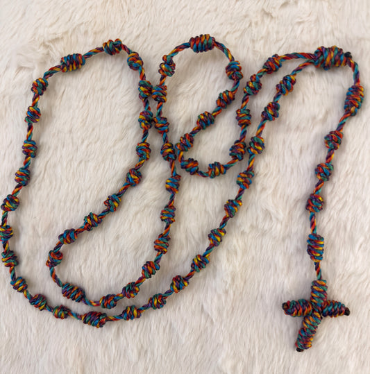 Multicolor Rainbow Handmade Catholic Rope Rosary