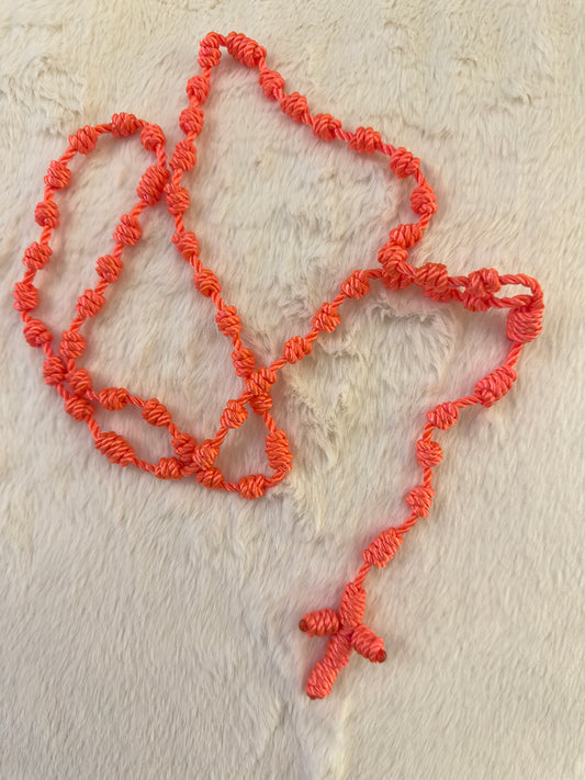 Coral Orange Handmade Catholic Rope Rosary