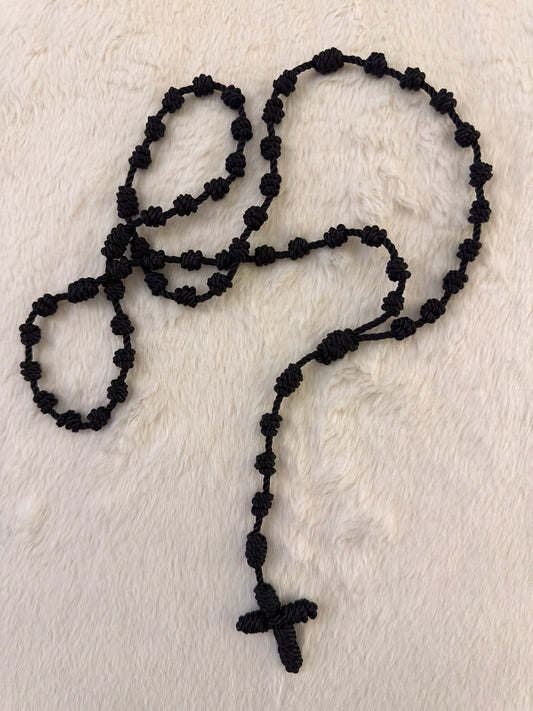 Black Handmade Catholic Rope Rosary
