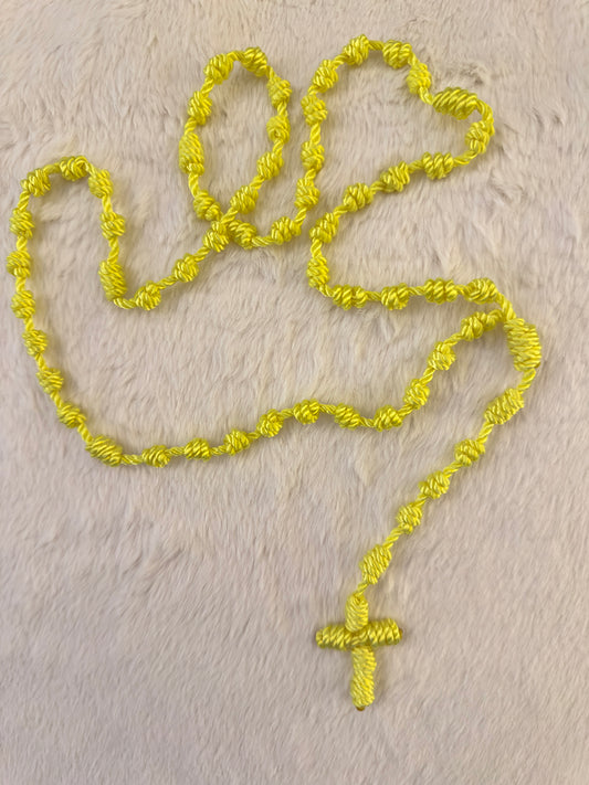 Yellow Handmade Catholic Rope Rosary