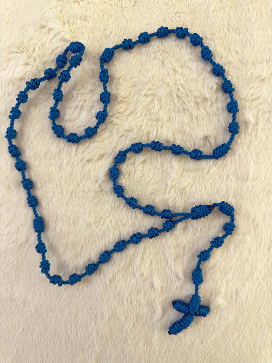 Cobalt Blue Handmade Catholic Rope Rosary