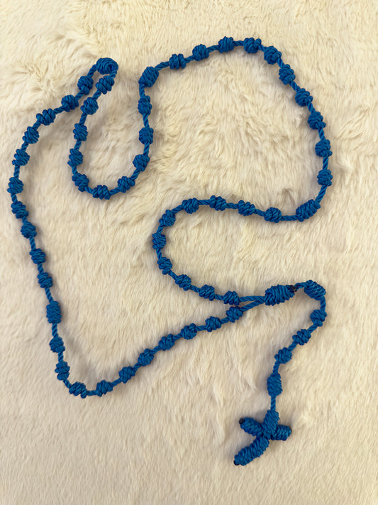 Cobalt Blue Handmade Catholic Rope Rosary