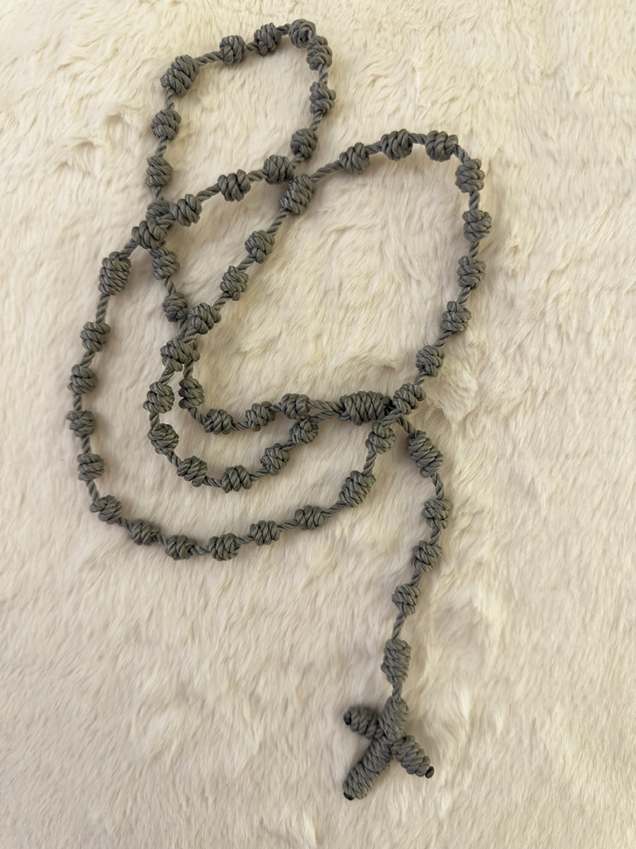 Grey Handmade Catholic Rope Rosary