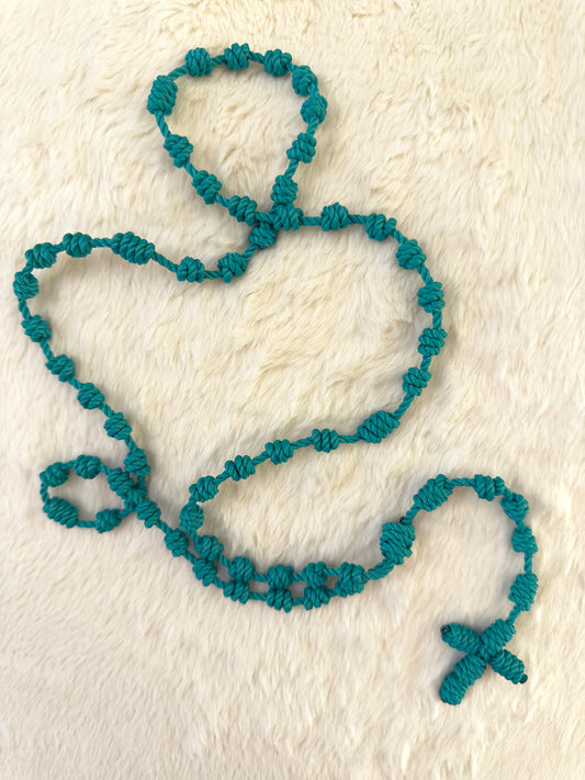 Turquoise Handmade Catholic Rope Rosary