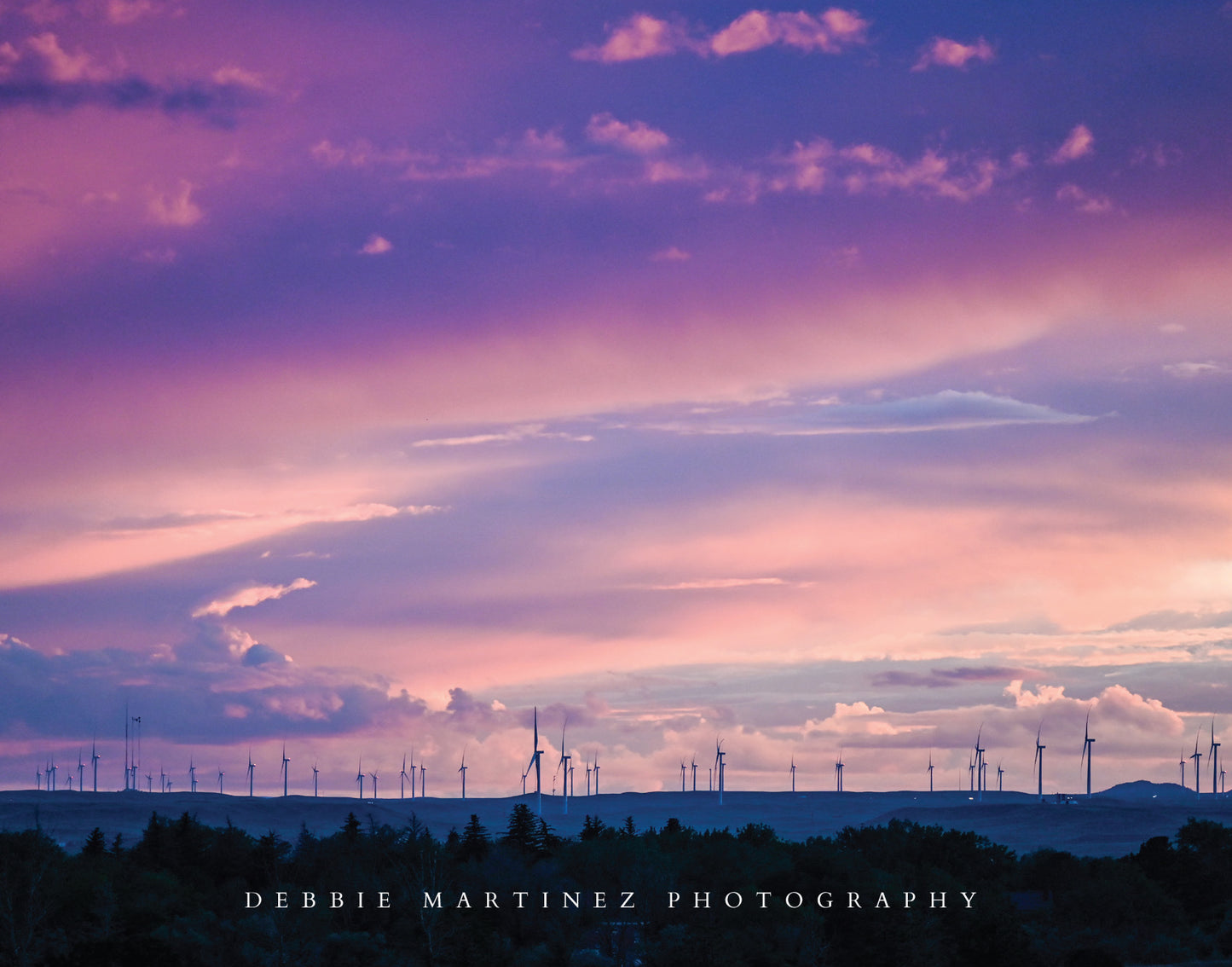 Purple Sky Wind Turbines Postcard - Cheyenne