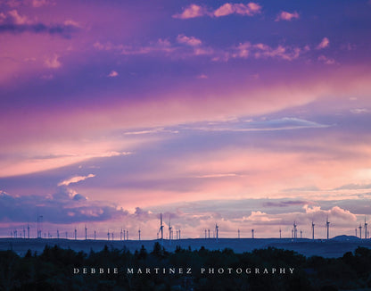 Purple Sky Wind Turbines Postcard - Cheyenne